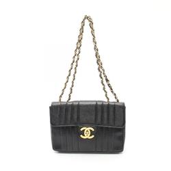 CHANEL Mademoiselle Deca Coco Mark Single Flap Shoulder Bag Caviar Skin Women's Black