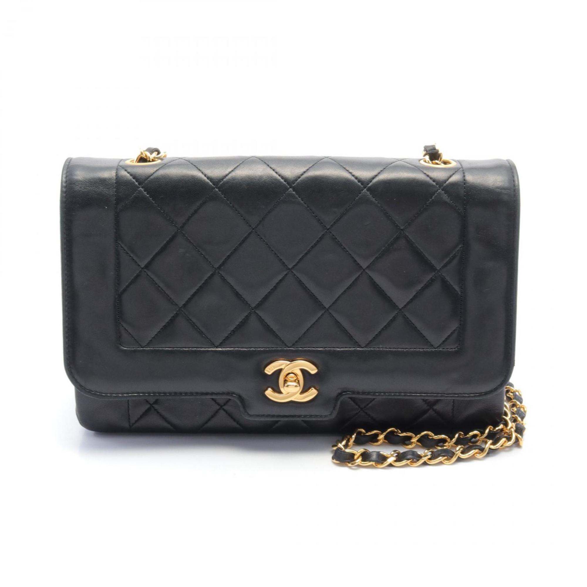 CHANEL Matelasse Shoulder Bag, Lambskin, Women's, Black