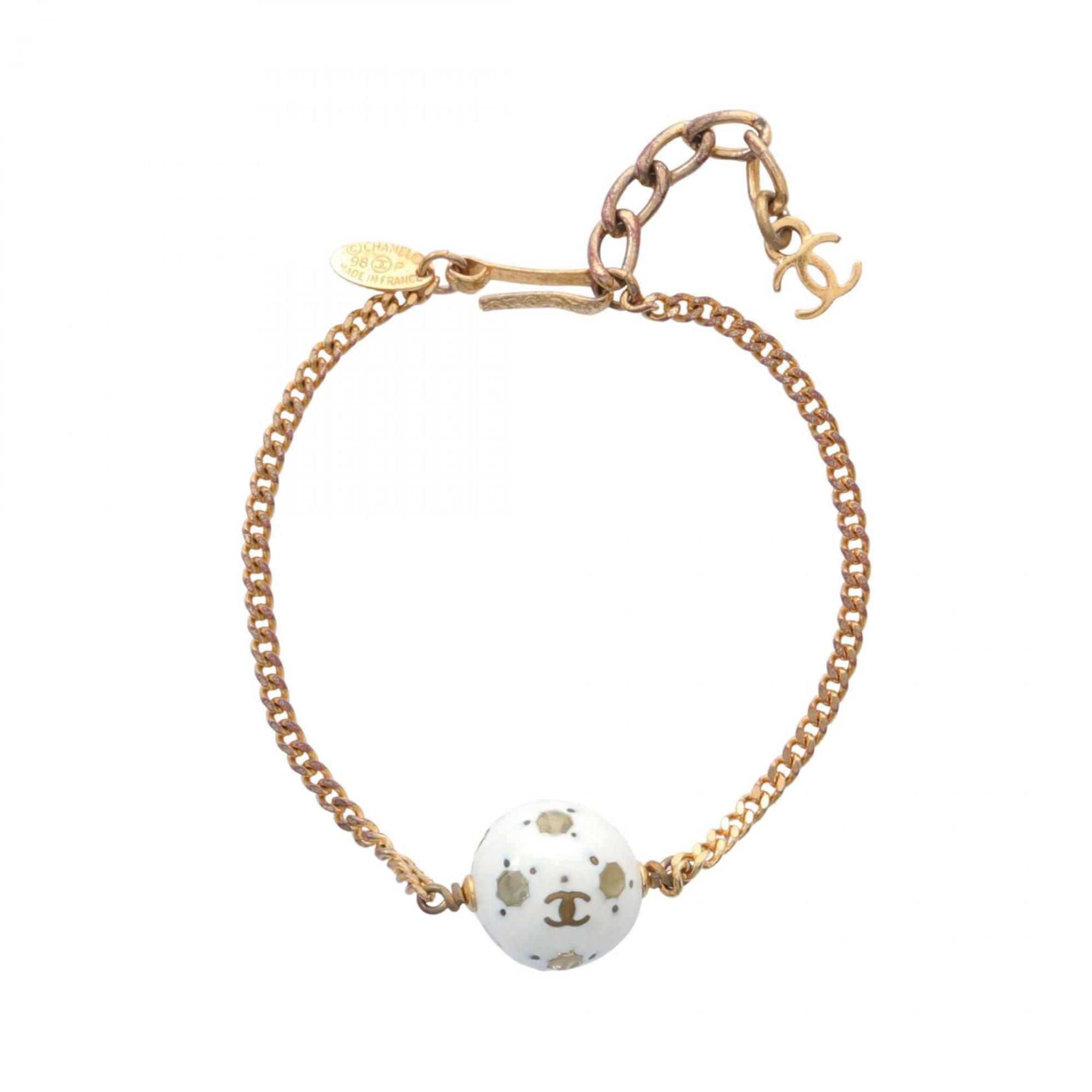 CHANEL Ball Bracelet GP (Gold Plated) Women's Gold White