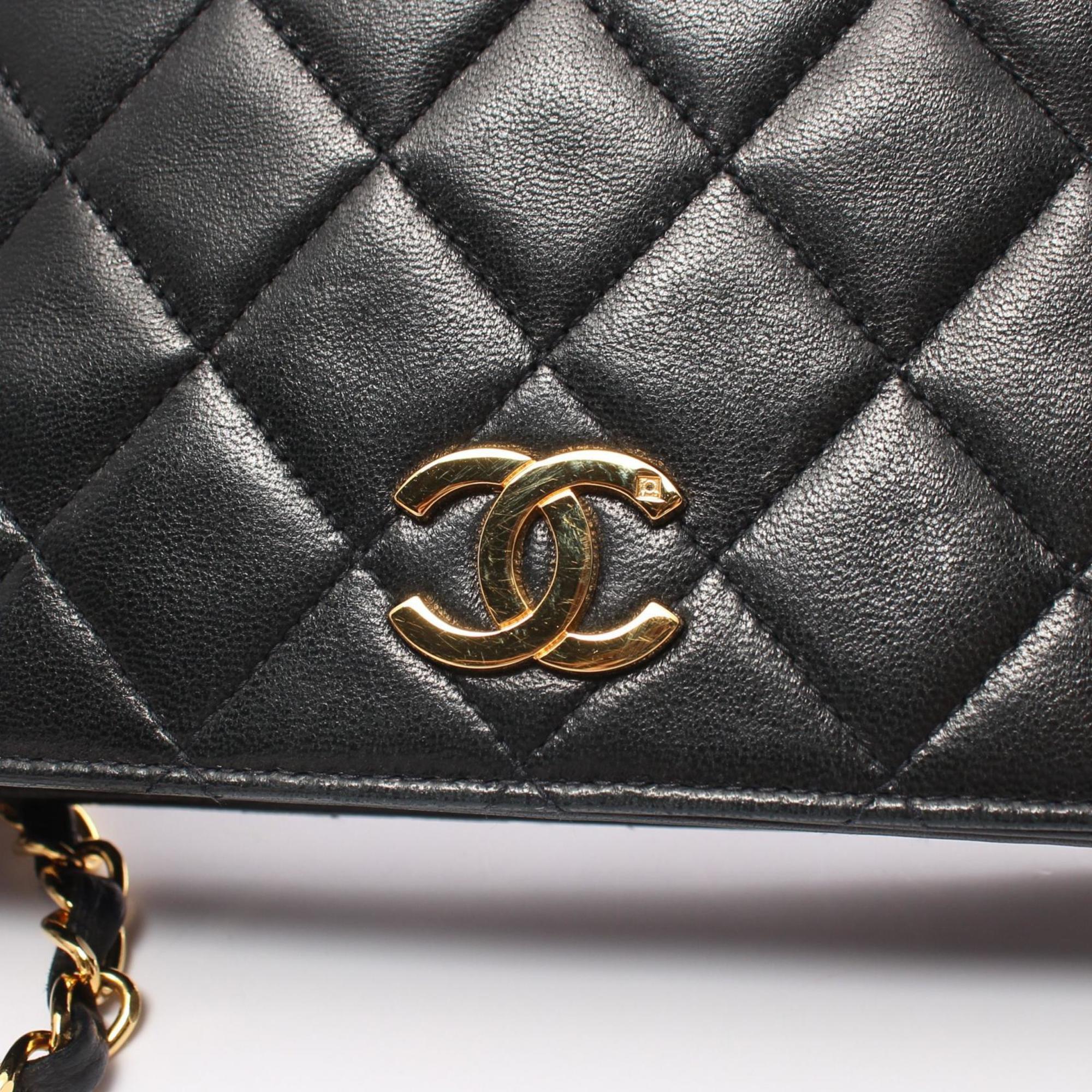 CHANEL Matelasse Shoulder Bag, Lambskin, Women's, Black