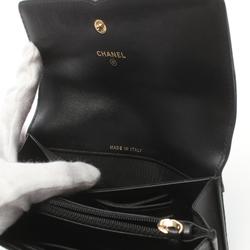 Chanel CHANEL CC Filigree Matelasse Bi-fold Wallet Caviar Skin Women's Black