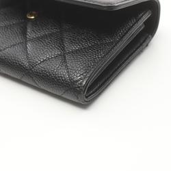 Chanel CHANEL CC Filigree Matelasse Bi-fold Wallet Caviar Skin Women's Black