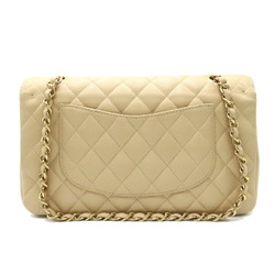 CHANEL Matelasse Double Flap Chain Shoulder Bag, Caviar Skin (Grained Calf), Women's, Beige