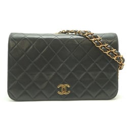 Chanel Matelasse 23 Full flap Chain shoulder Flap metal fittings are stiff Women's bag A03568 Lambskin Black