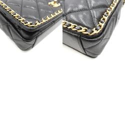 CHANEL Matelasse Chain Shoulder Bag, Caviar Skin (Grained Calf), Soft Caviar, Women's, Black