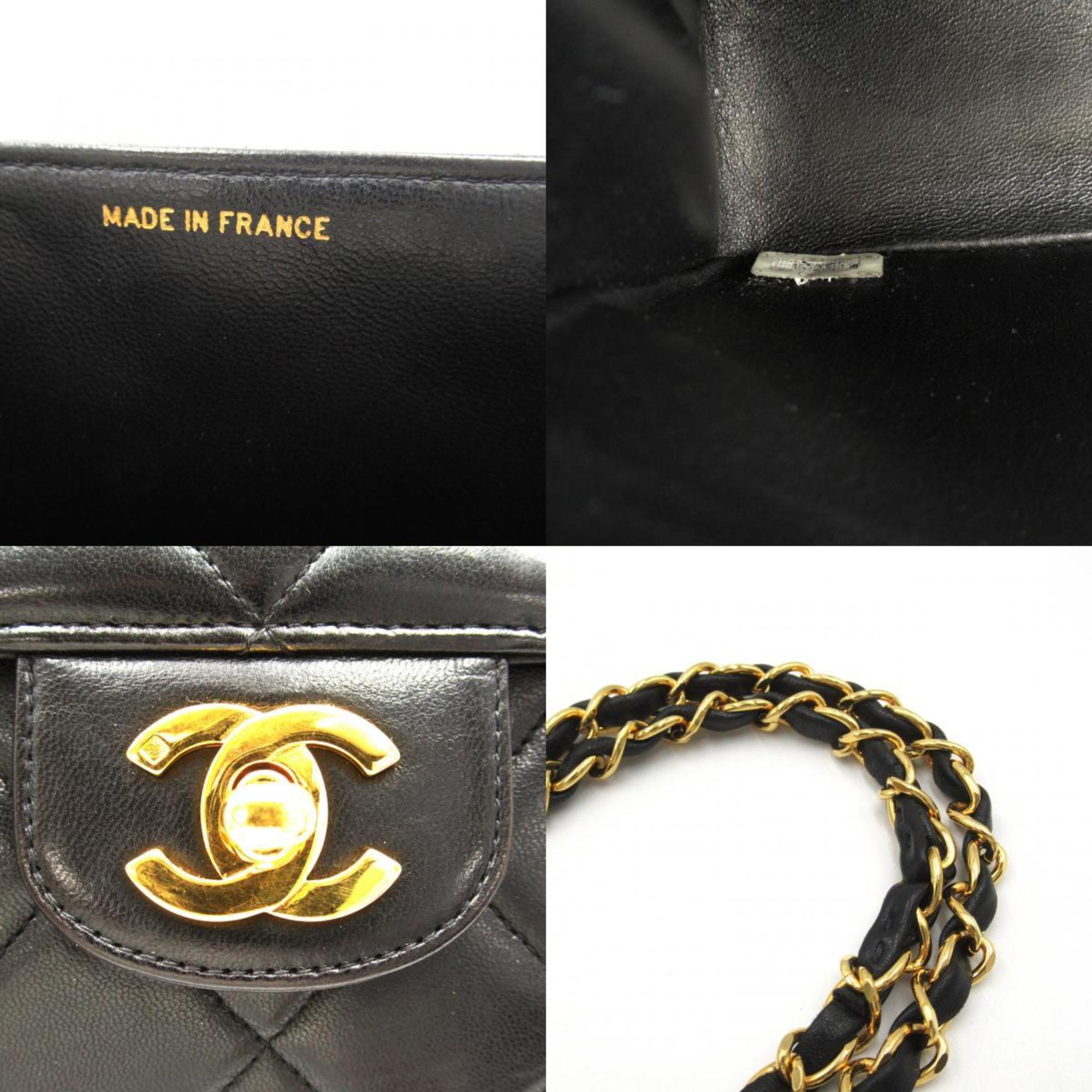 CHANEL Matelasse Chain Shoulder Bag, Lambskin, Women's, Black