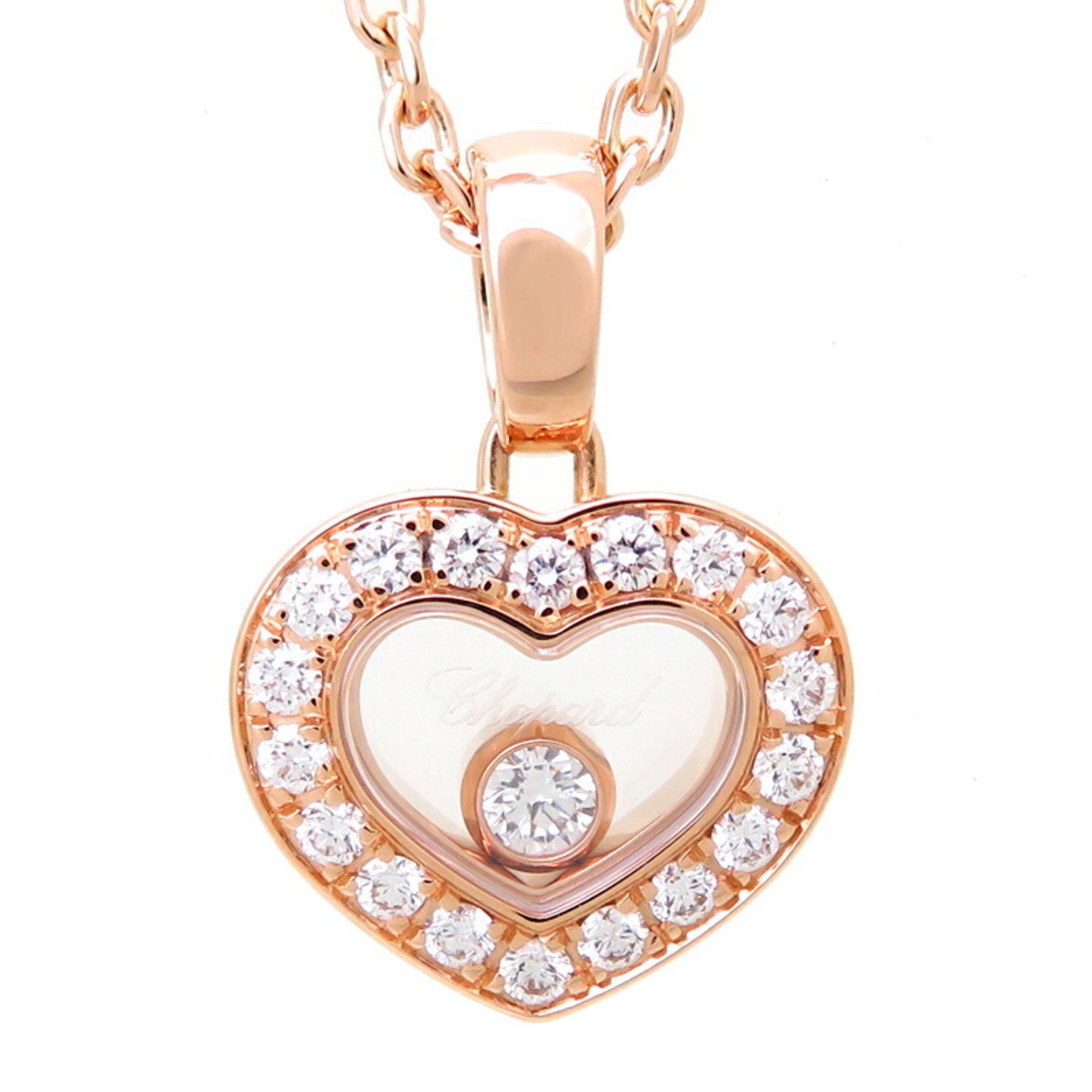 Chopard Happy Diamond Heart Women's Necklace 79A054 750 Pink Gold