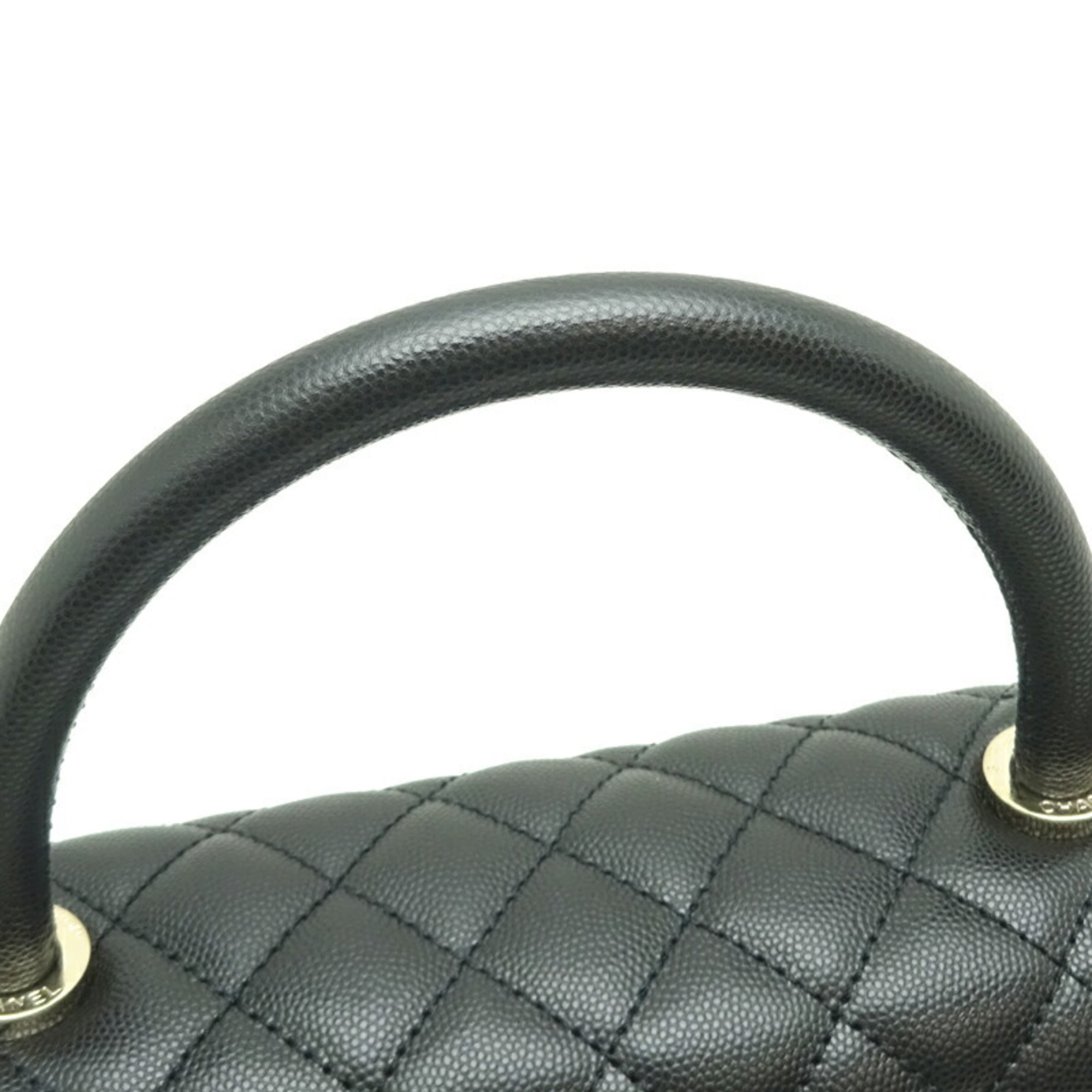 Chanel Matelasse Coco Handle 29 Women's Handbag A92991 Caviar Skin Black