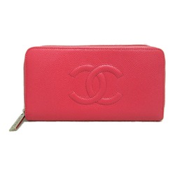 CHANEL Round Long Wallet Bi-fold Caviar Skin (Grained Calfskin) Women's Pink