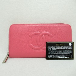 CHANEL Round Long Wallet Bi-fold Caviar Skin (Grained Calfskin) Women's Pink