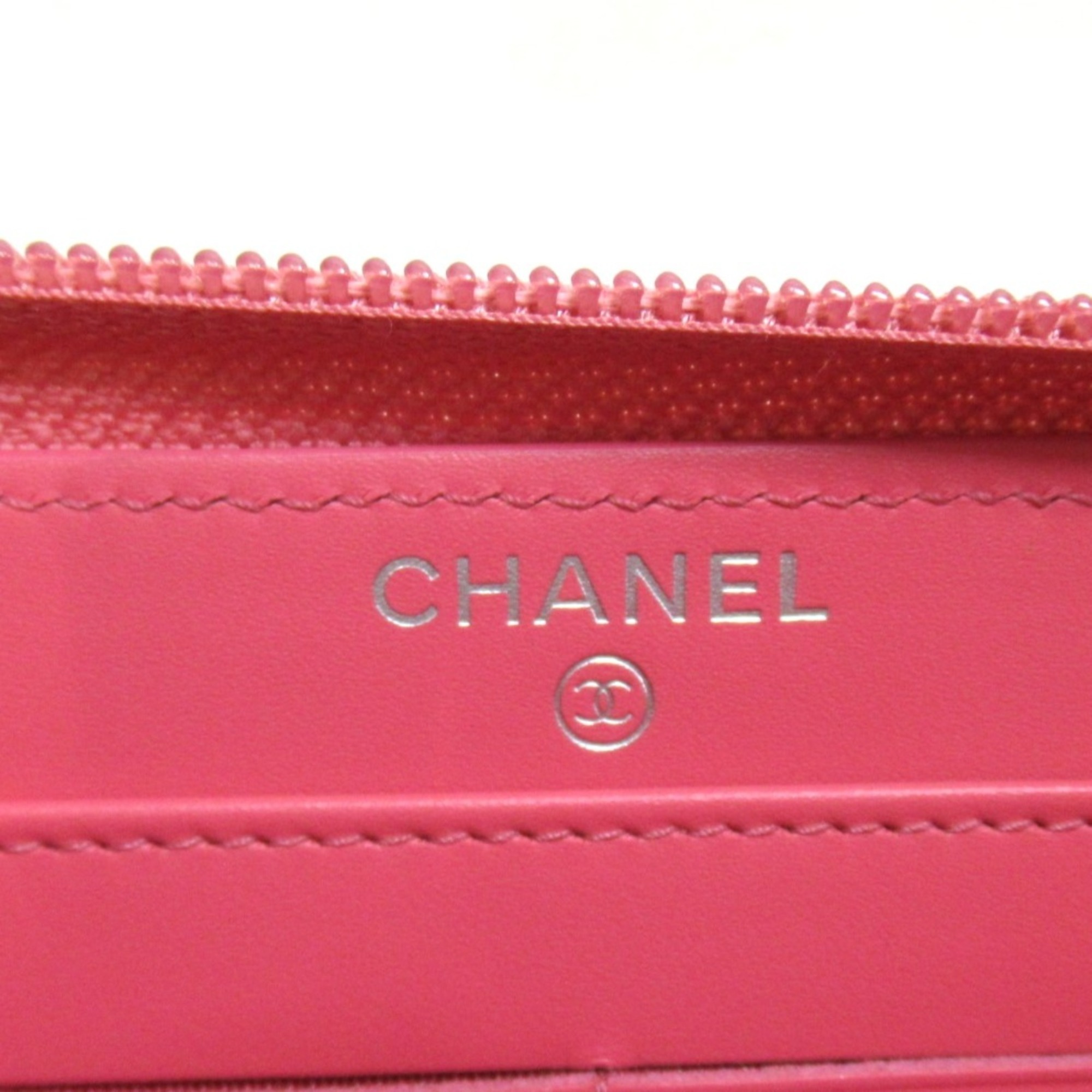 CHANEL Round Long Wallet Bi-fold Caviar Skin (Grained Calfskin) Women's Pink