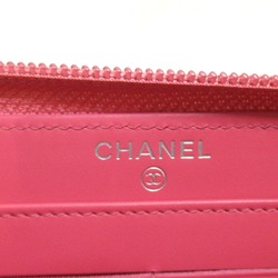 CHANEL Round Long Wallet Bi-fold Caviar Skin (Grained Calfskin) Women's Pink