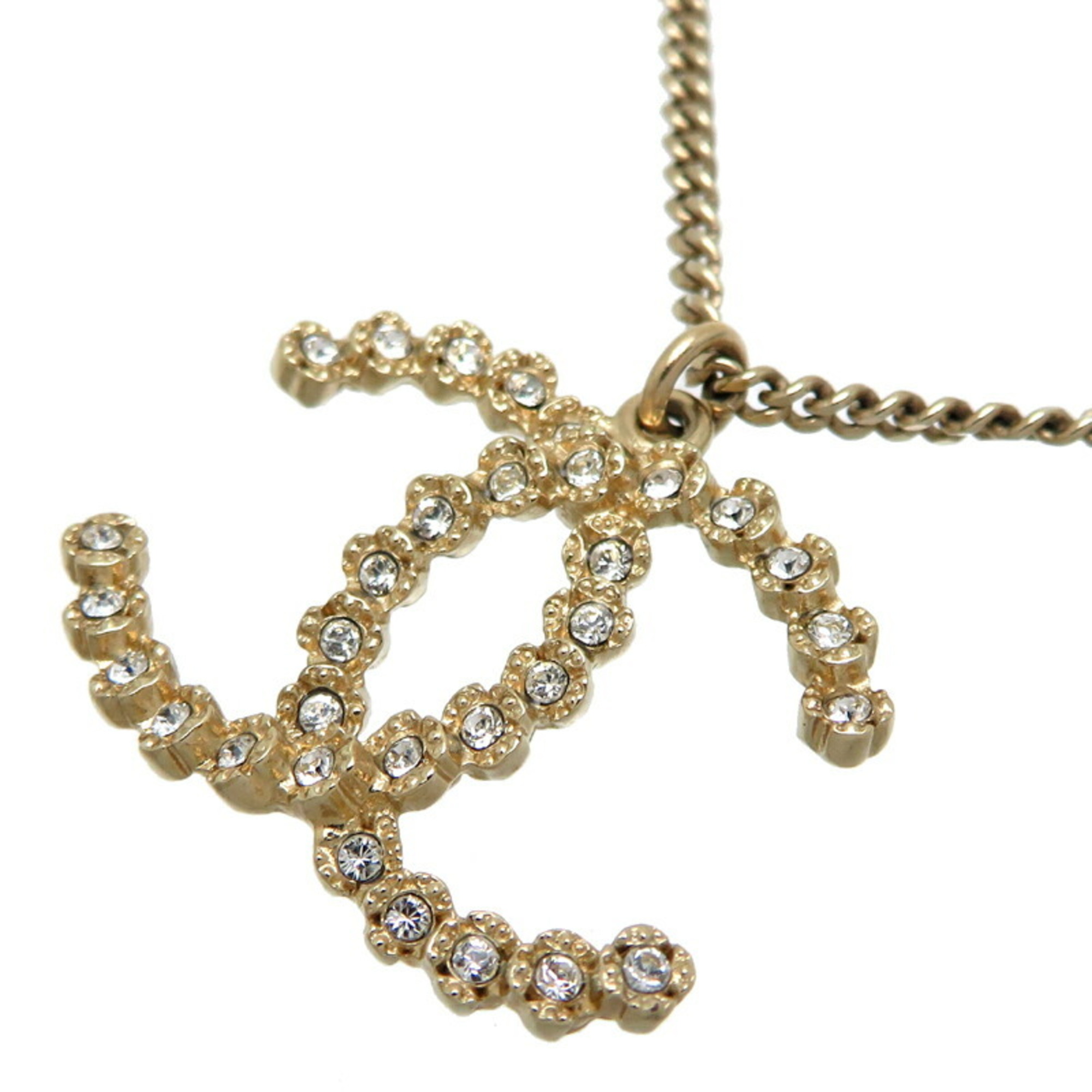 Chanel Coco Mark Rhinestone Women's Necklace GP