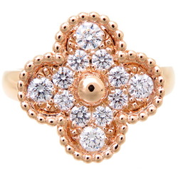 Van Cleef & Arpels #54 Alhambra Diamond Women's Ring VCARP2400 750 Pink Gold Size 13.5