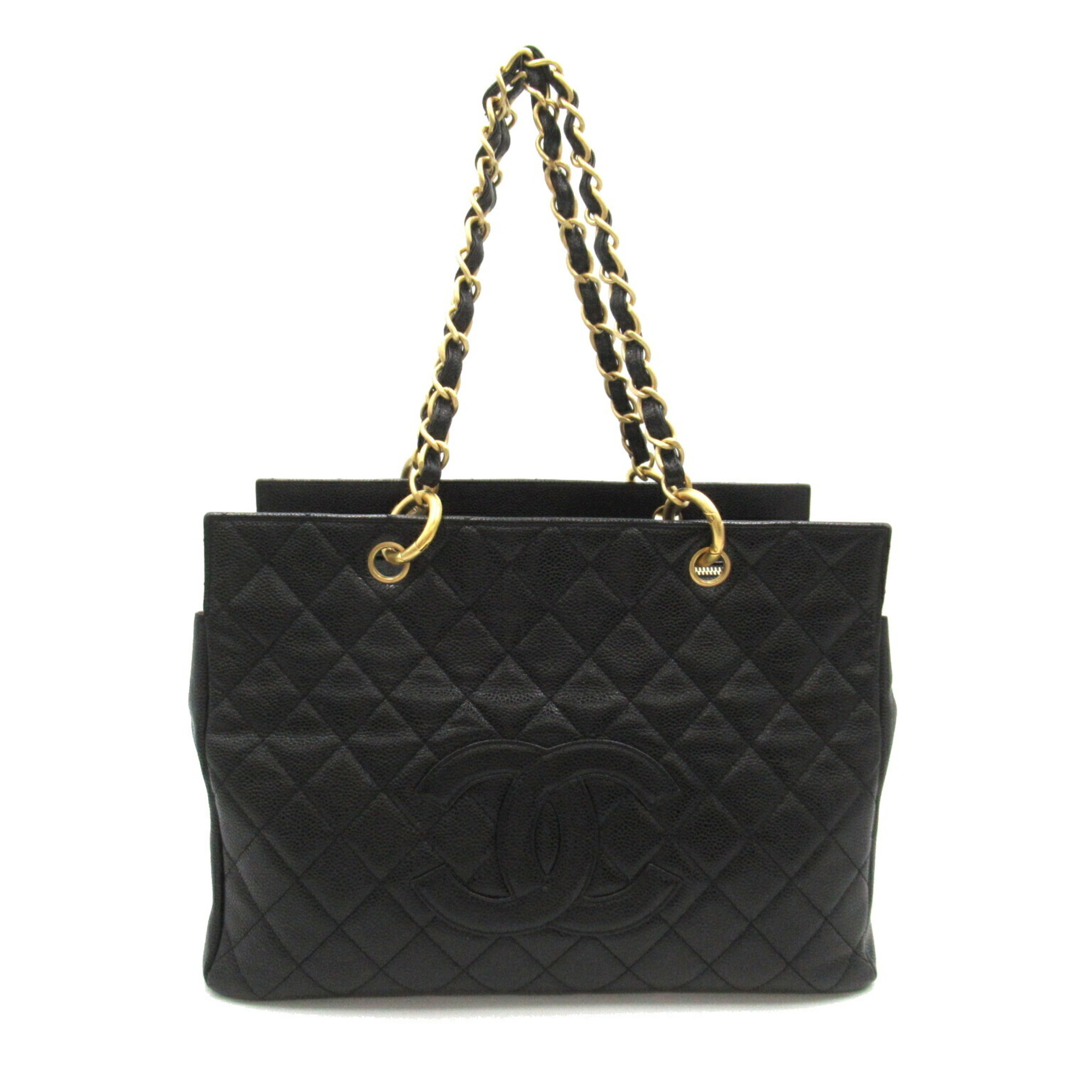 CHANEL Matelasse Chain Tote Bag, Caviar Skin (Grained Calfskin), Women's, Black