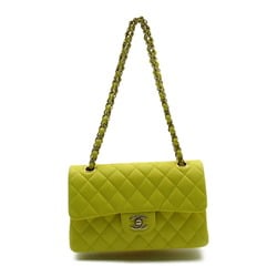 CHANEL Matelasse Double Flap Chain Shoulder Bag Caviar Skin (Grained Calf) Women's Yellow