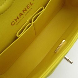 CHANEL Matelasse Double Flap Chain Shoulder Bag Caviar Skin (Grained Calf) Women's Yellow