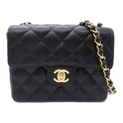 CHANEL Matelasse Chain Shoulder Bag Caviar Skin (Grained Calf) Women's Black