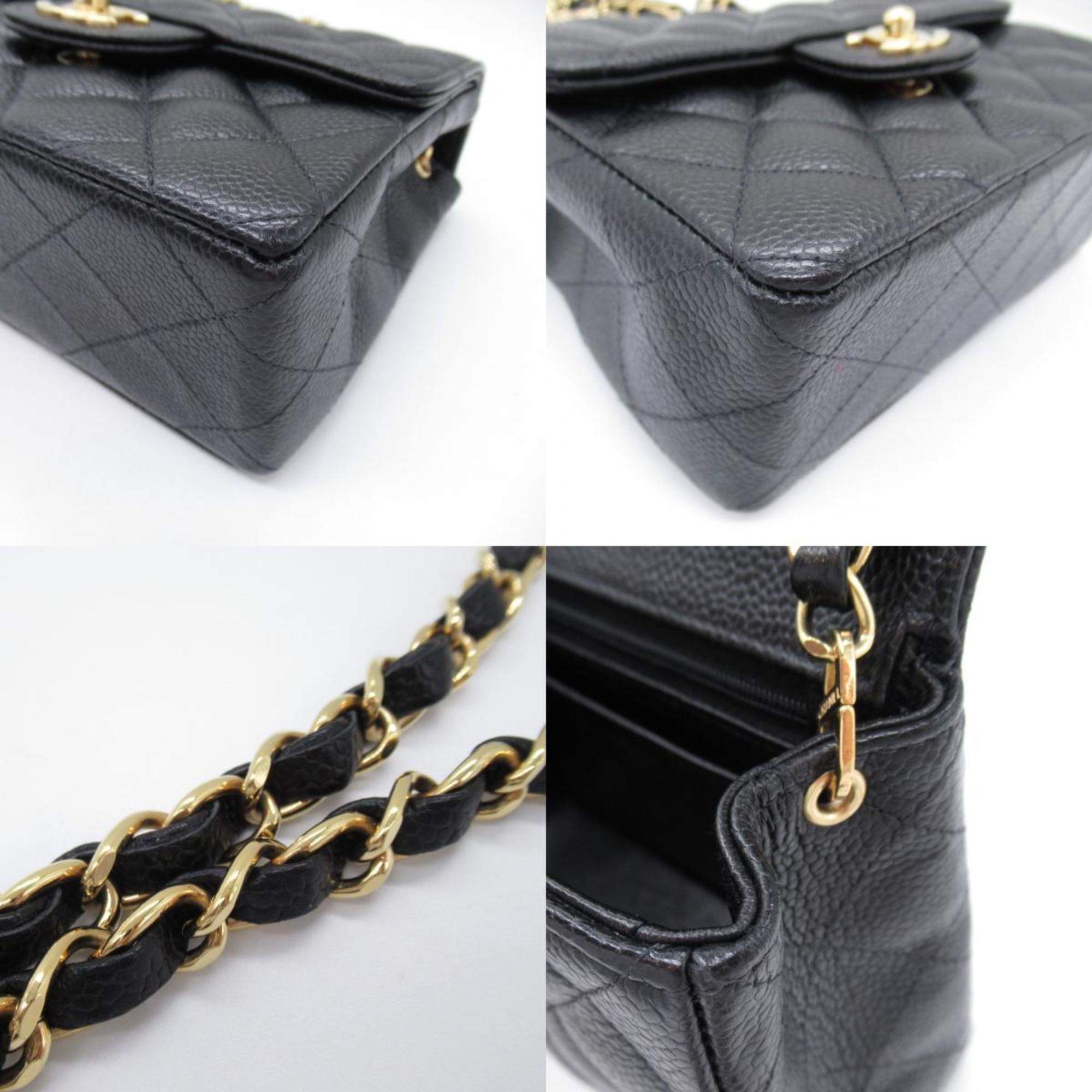 CHANEL Matelasse Chain Shoulder Bag Caviar Skin (Grained Calf) Women's Black