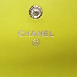 CHANEL Bi-fold long wallet, bi-fold caviar skin (grained calfskin), women's, yellow