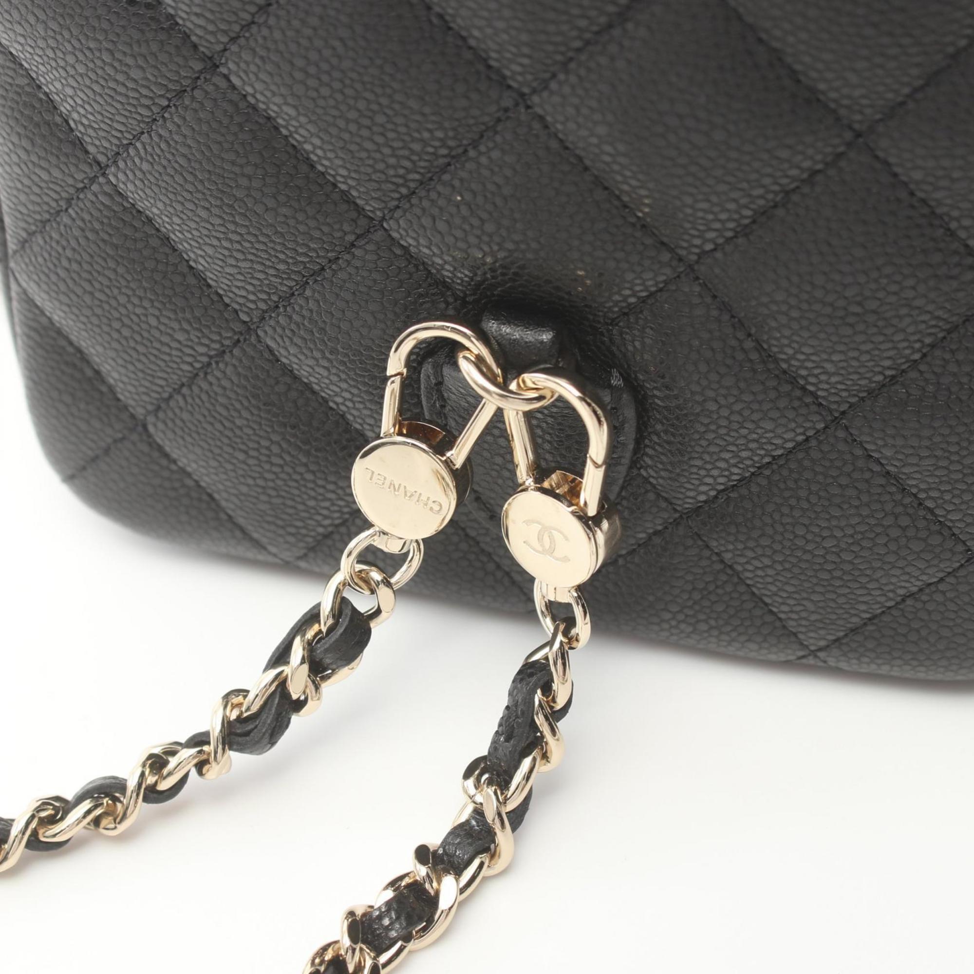 CHANEL Matelasse Backpack Bag Caviar Skin Women's Black