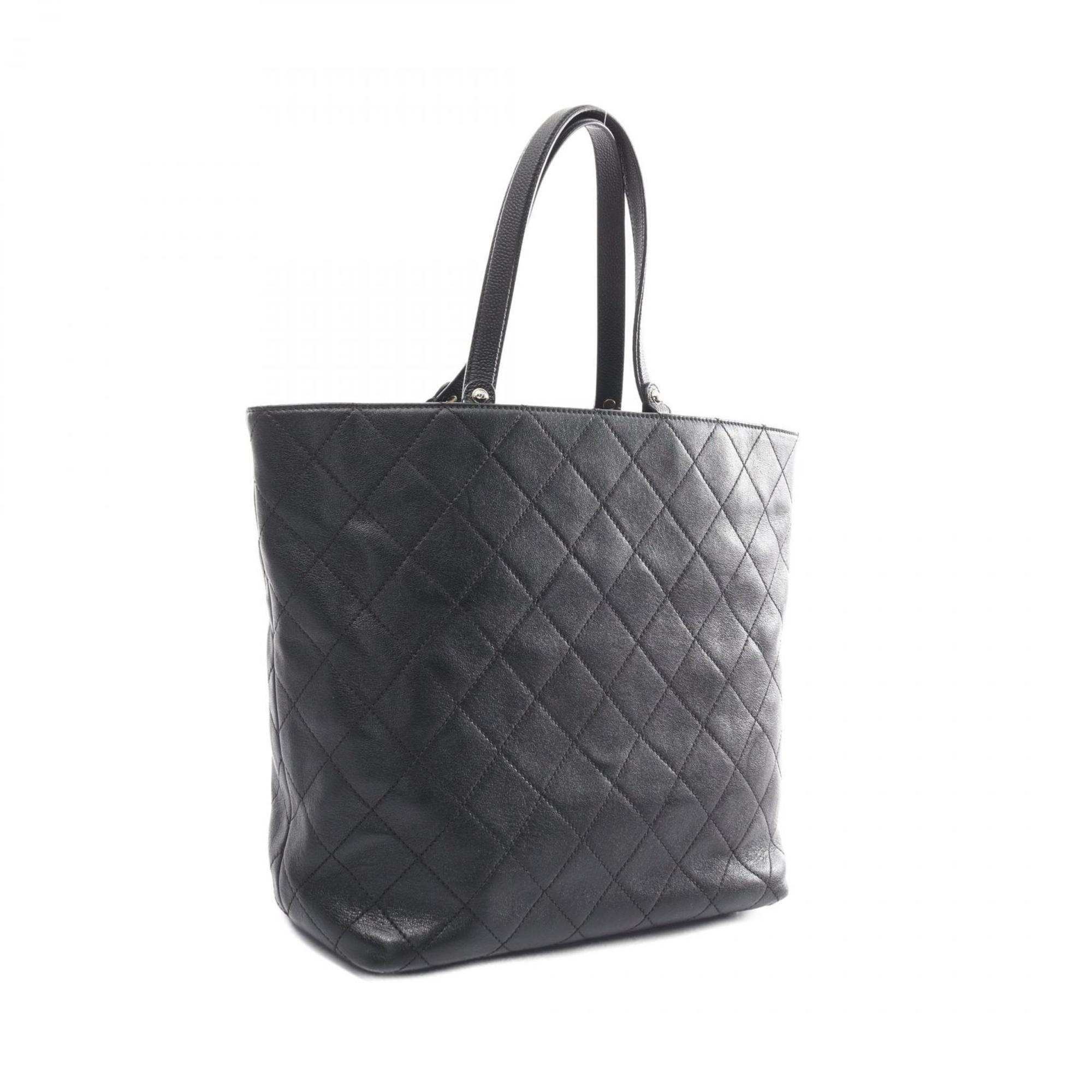 CHANEL Matelasse Tote Bag Leather Women's Black