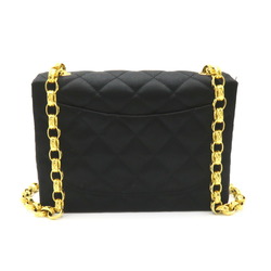 CHANEL Matelasse Chain Shoulder Bag, Satin, Women's, Black