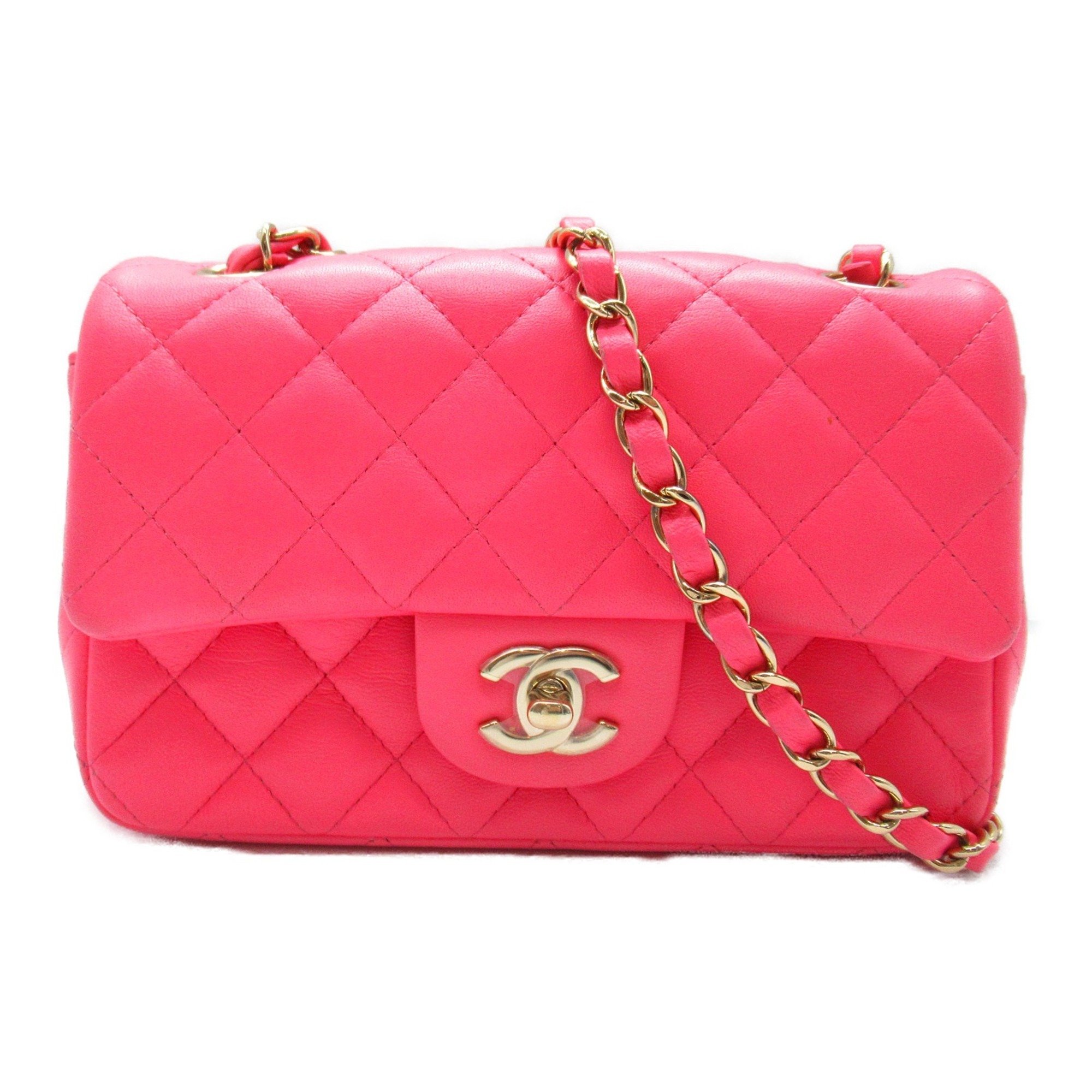 CHANEL Matelasse Chain Shoulder Bag Lambskin (Sheepskin) Women's Pink