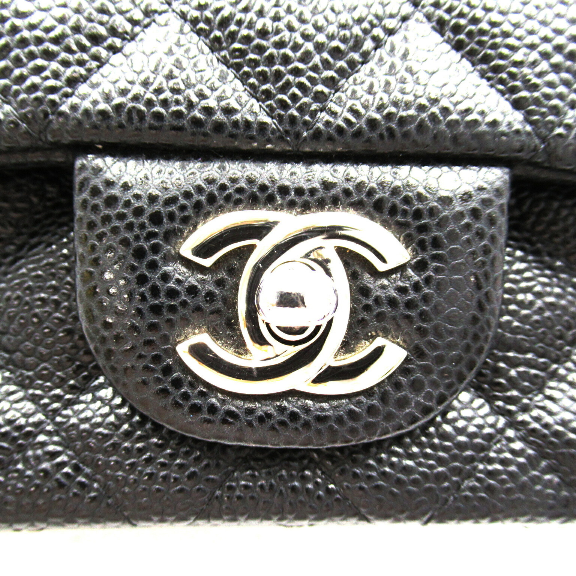 CHANEL Matelasse Chain Shoulder Bag, Caviar Skin (Grained Calf), Women's, Black