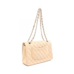 CHANEL Matelasse Double Flap Shoulder Bag, Lambskin, Women's, Beige