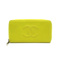 CHANEL Round Long Wallet Caviar Skin (Grained Calf) Men's Women's Yellow