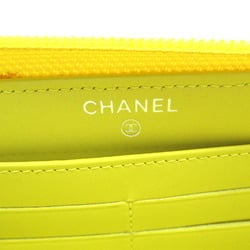 CHANEL Round Long Wallet Caviar Skin (Grained Calf) Men's Women's Yellow