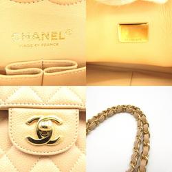 CHANEL Matelasse Double Flap Chain Shoulder Bag, Caviar Skin (Grained Calf), Women's, Beige