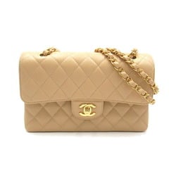 CHANEL Matelasse Double Flap Chain Shoulder Bag, Caviar Skin (Grained Calf), Women's, Beige