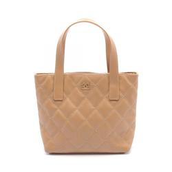 CHANEL Wild Stitch Handbag, Leather, Women's, Brown