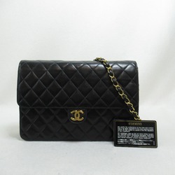 CHANEL Matelasse Push Lock Chain Shoulder Bag Lambskin (Sheepskin) Women's Black