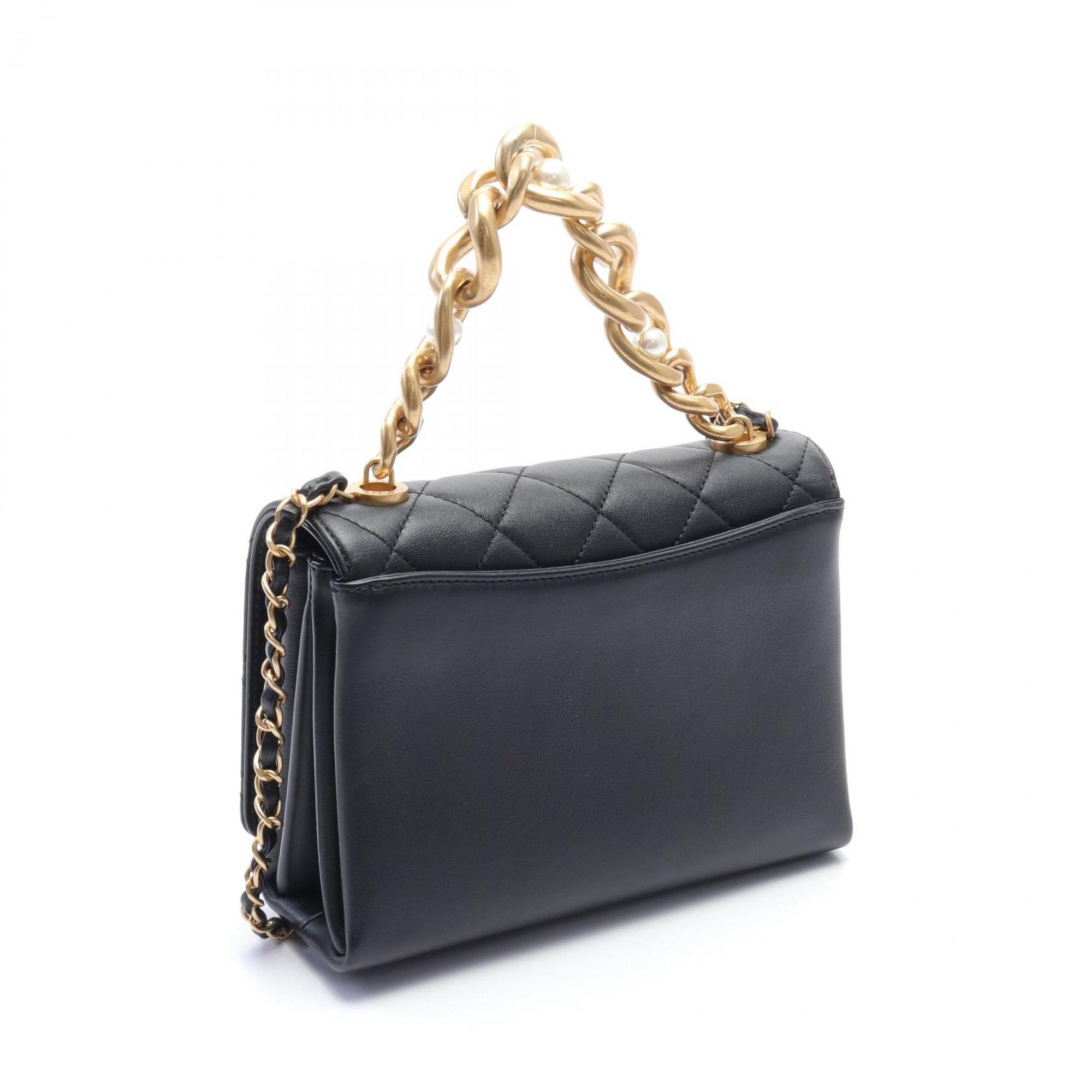 CHANEL Matelasse Shoulder Bag Leather Women's Black