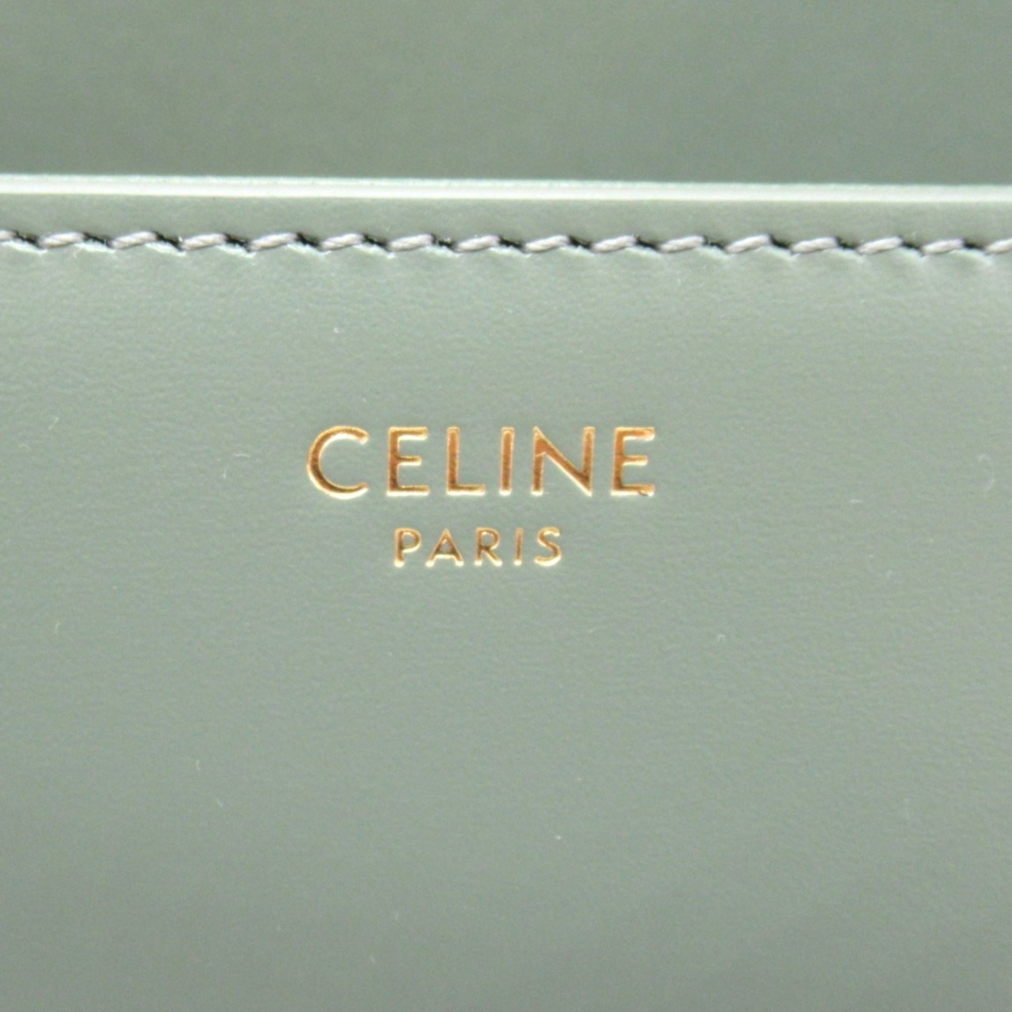 CELINE Triomphe Shoulder Bag Leather Women's Green Laurel 194143BF431LA