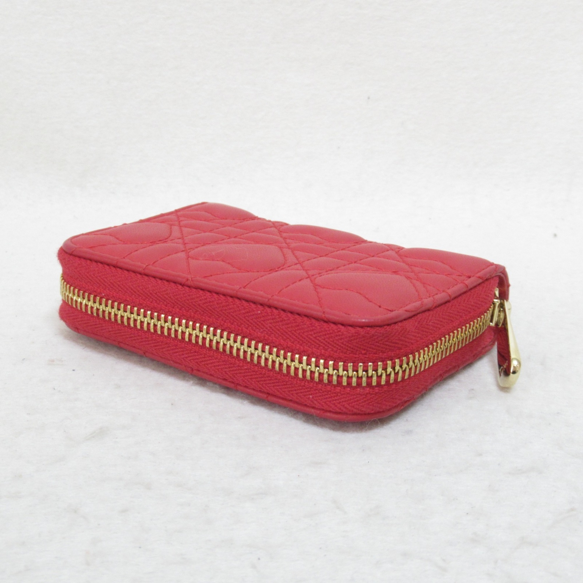 Christian Dior Dior Lady Wallets and coin cases Leather Men's Women's Red S0985ONHG