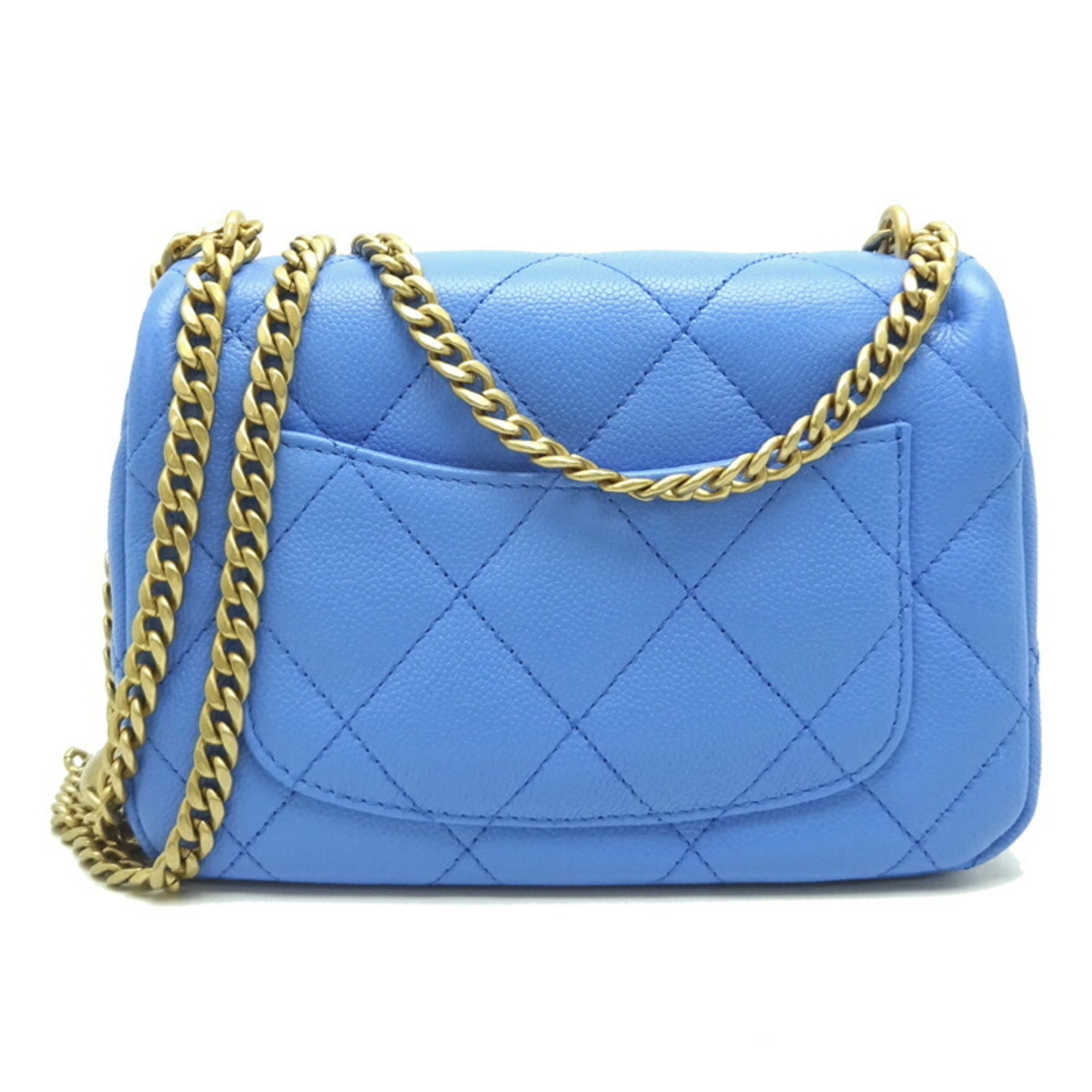 Chanel Matelasse Chain Shoulder Women's Bag A35200 Caviar Skin Blue