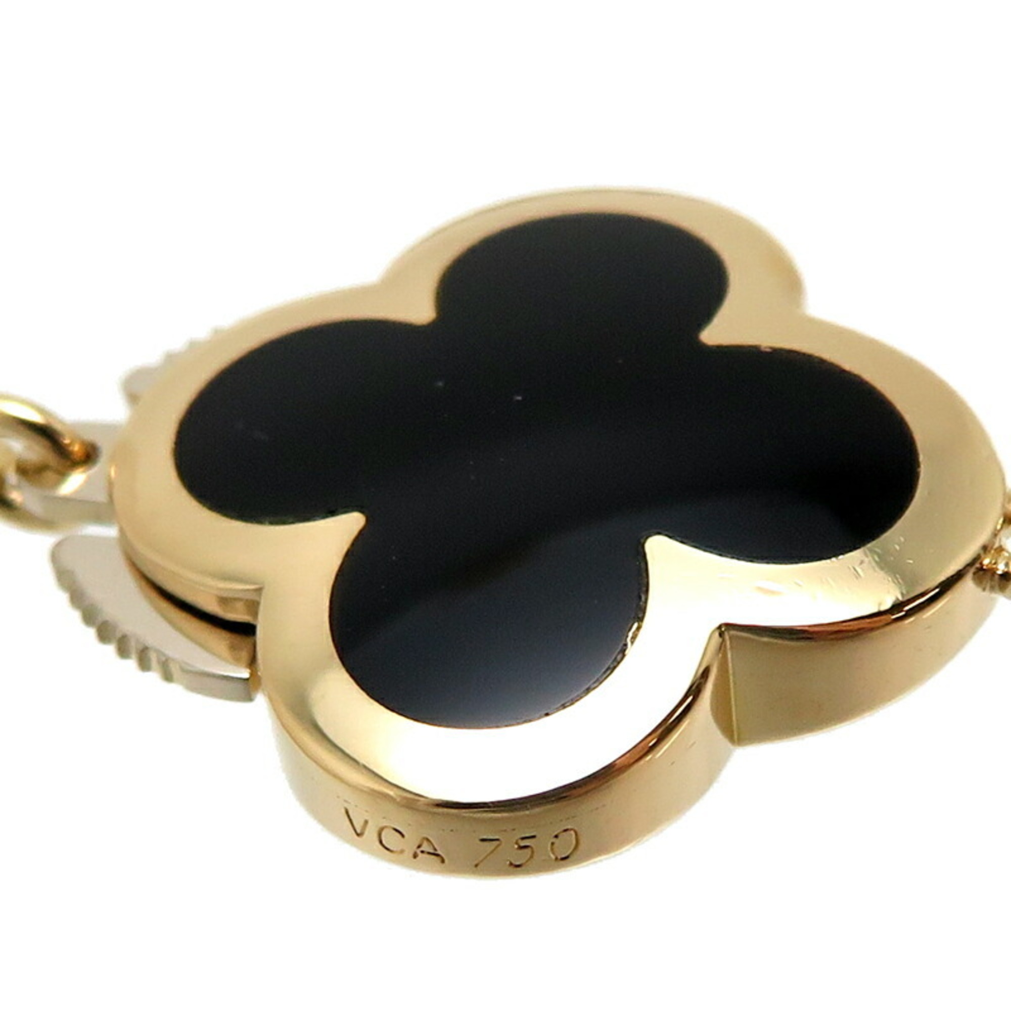 Van Cleef & Arpels Pure Alhambra Onyx Women's Bracelet 750 Yellow Gold