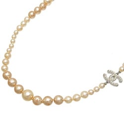 Chanel Coco Mark Faux Pearl Women's Necklace Metal