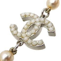 Chanel Coco Mark Faux Pearl Women's Necklace Metal