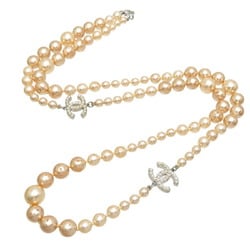 Chanel Coco Mark Faux Pearl Women's Necklace Metal