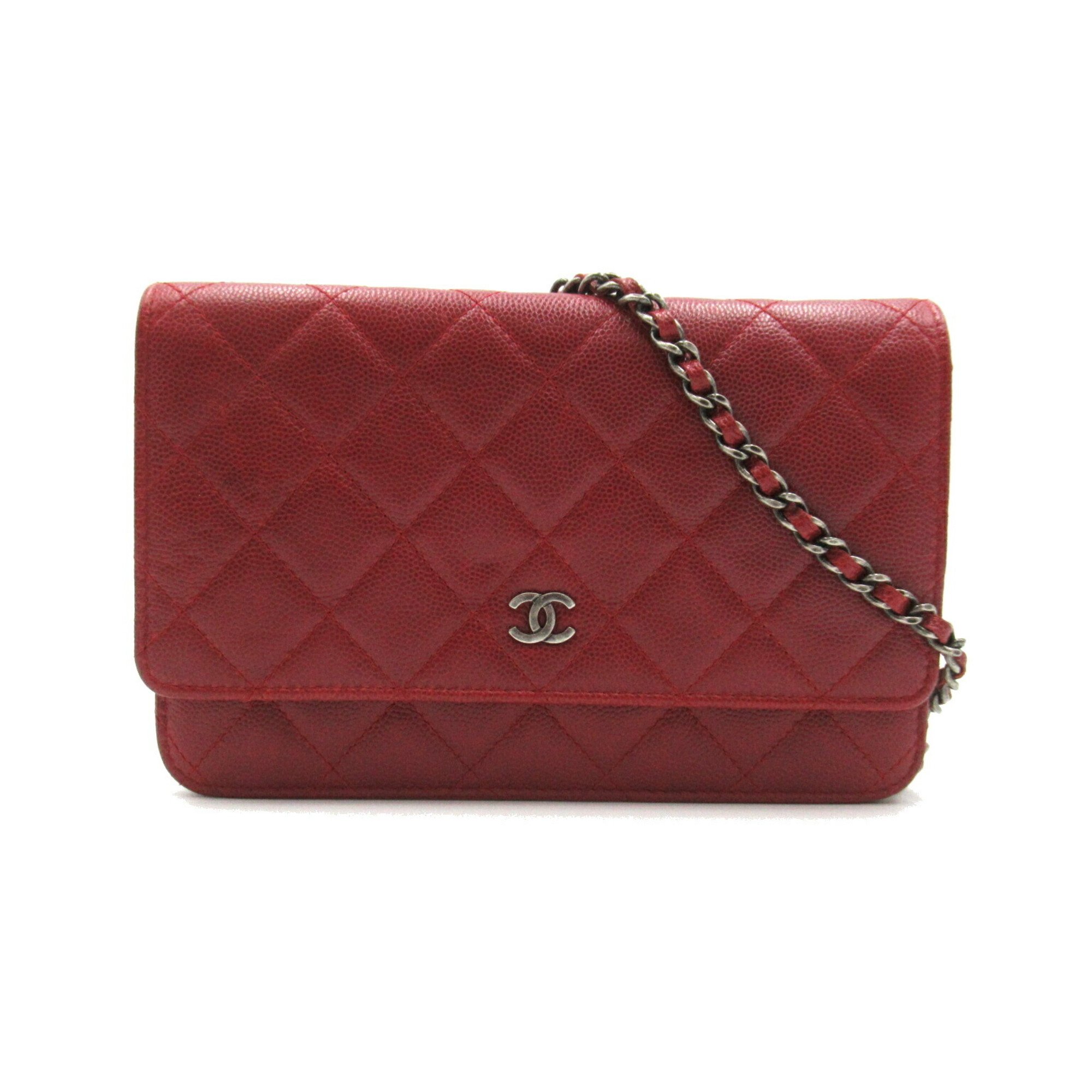 CHANEL Matelasse Chain Wallet Shoulder Bag Caviar Skin (Grained Calf) Women's Bordeaux A33814