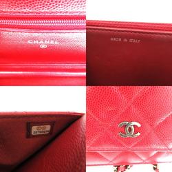 CHANEL Matelasse Chain Wallet Shoulder Bag Caviar Skin (Grained Calf) Women's Bordeaux A33814