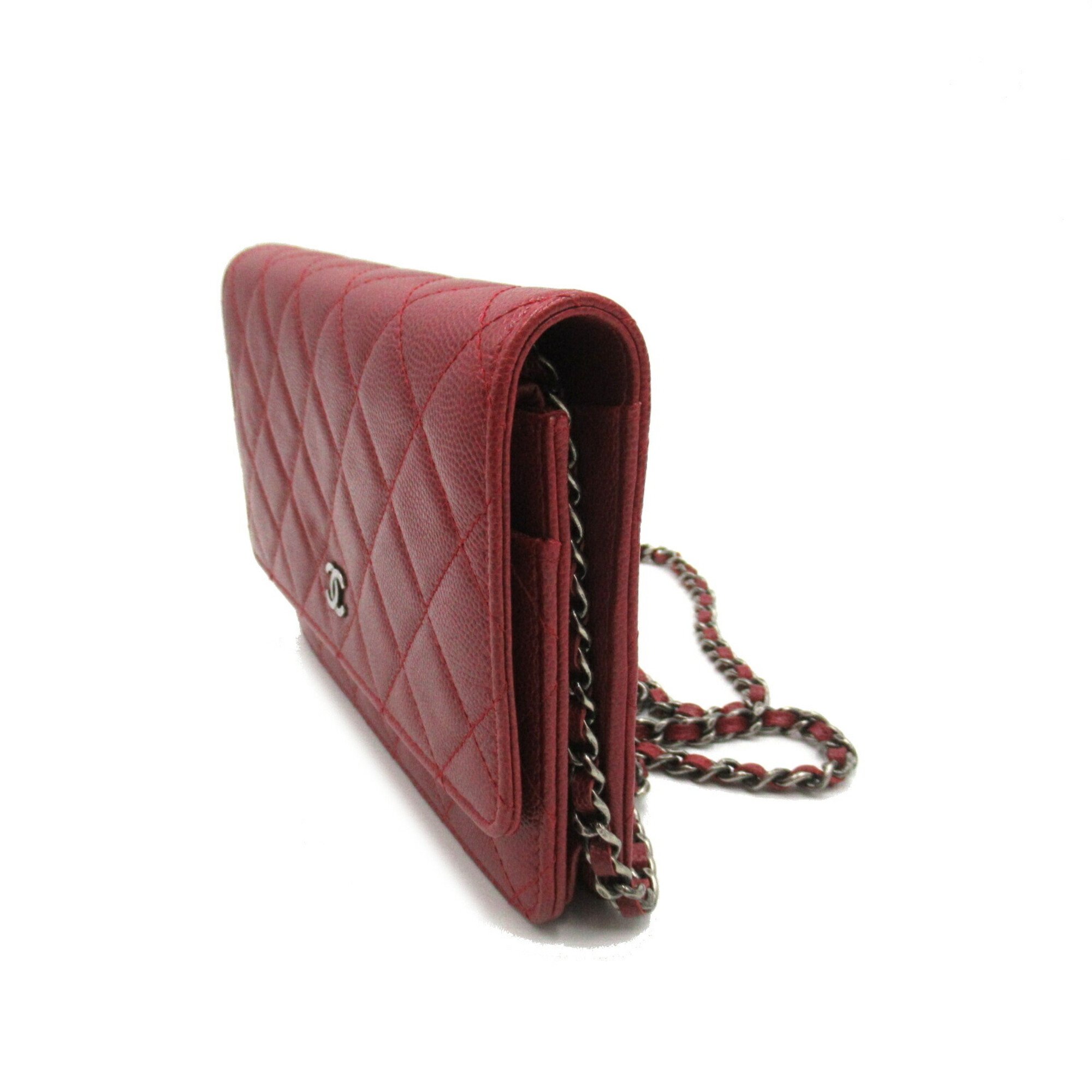 CHANEL Matelasse Chain Wallet Shoulder Bag Caviar Skin (Grained Calf) Women's Bordeaux A33814