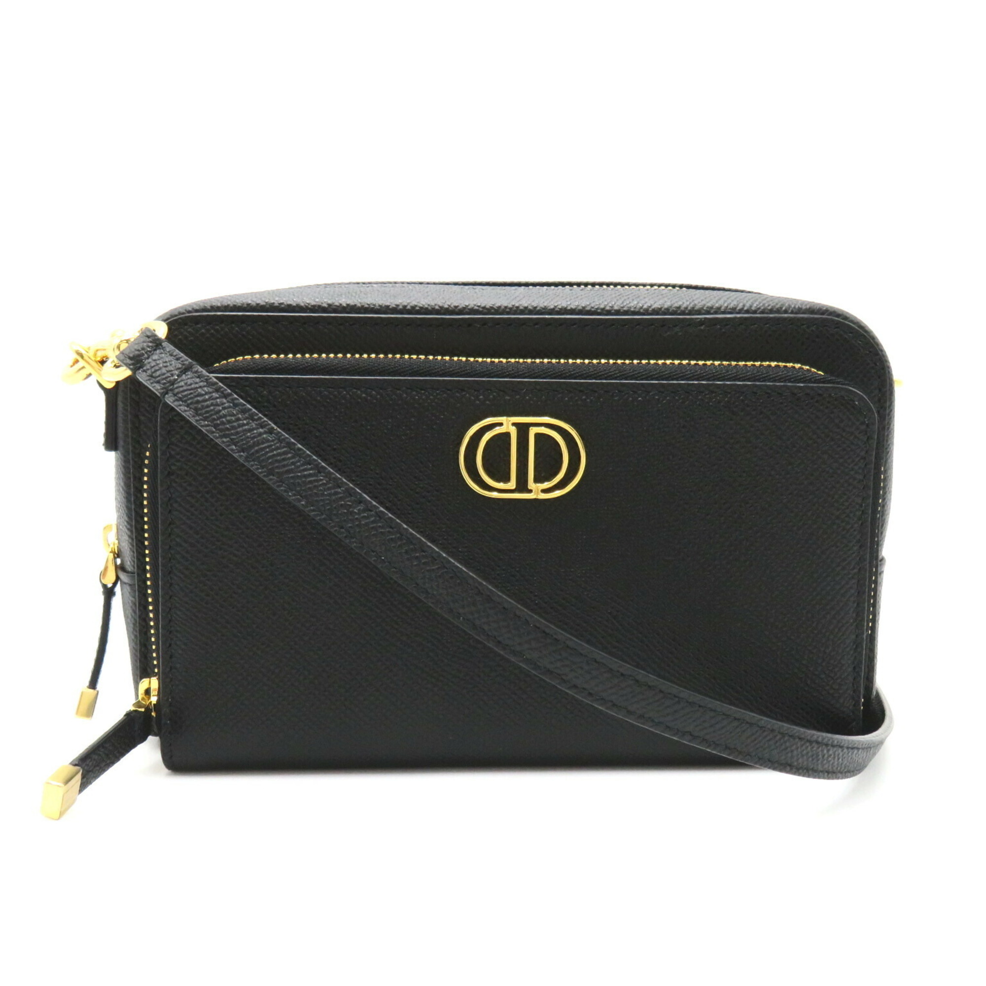 Christian Dior Dior Pochette Shoulder Bag Leather Women's Black