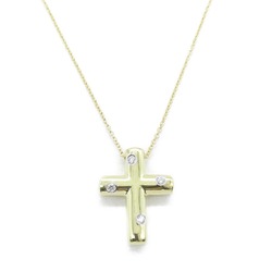 Tiffany & Co. Dots Cross 4P Diamond Necklace K18 (Yellow Gold) Ladies Clear