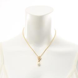 Christian Dior Dior Necklace GP (Gold Plated) Fake Pearl Rhinestone Women's Gold White Clear